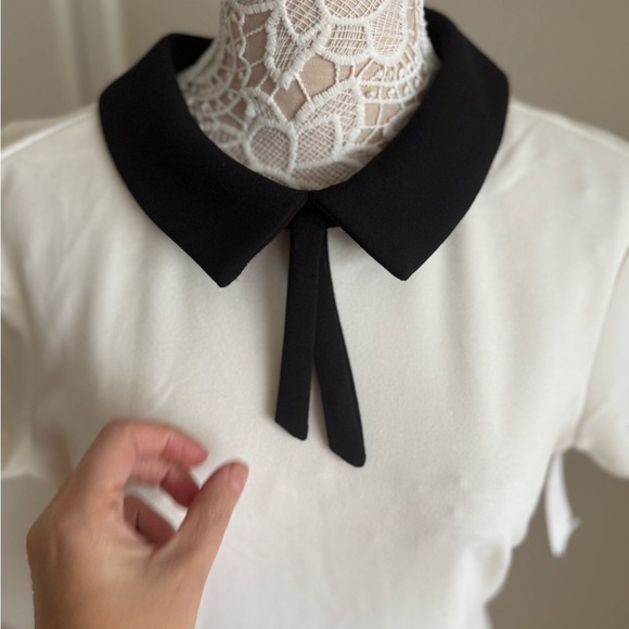 Alexa Admor Black White Contrast Collar Dress | Audrey Hepburn Style | Size M - Picture 5 of 9